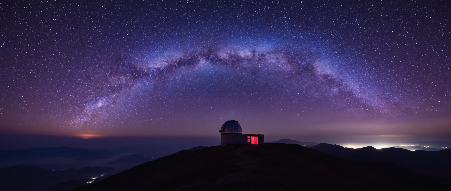 Nächtlicher Sternenhimmel über einem Observatorium